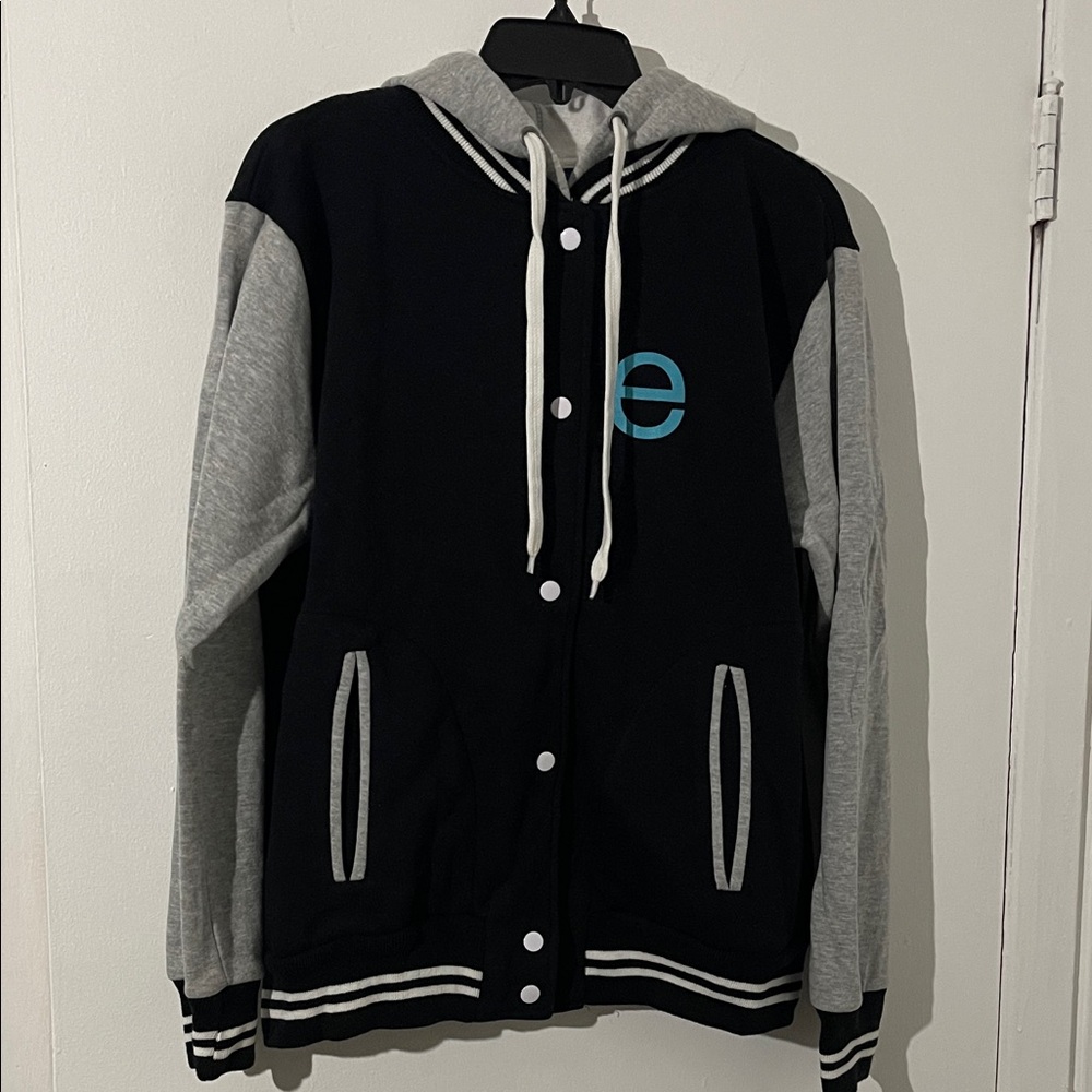 MV Sport Black and Grey Ellen Varsity Jacket
